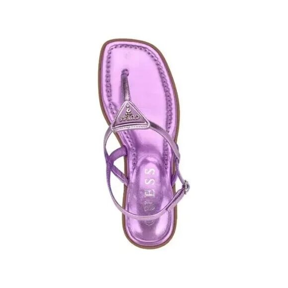 GUESS Rainey Logo T Strap Flat Sandals Dark Pink Purple Size 11 $100 - Picture 2 of 4